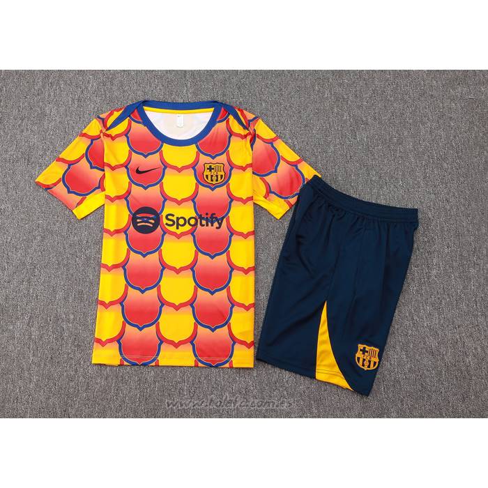 Chandal del Barcelona Manga Corta 2024-2025 Amarillo - Pantalon Corto